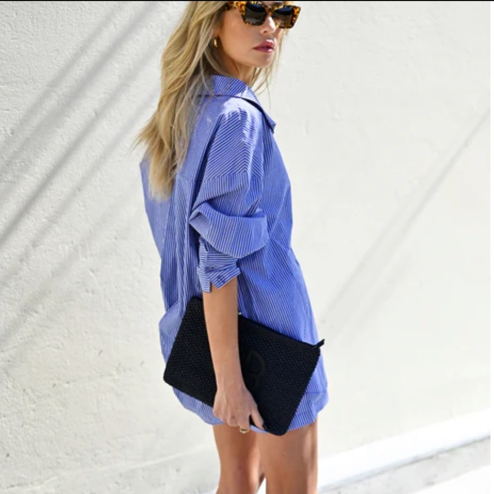 Anine Bing Mika shirt blue and white stripe
